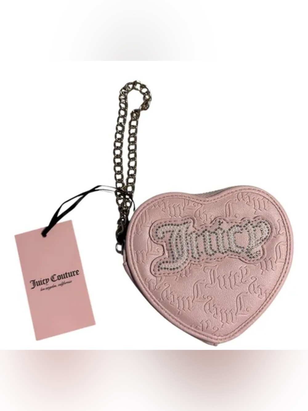 Juicy Couture NWT Pink Heart Shape Logo Wristlet Bag